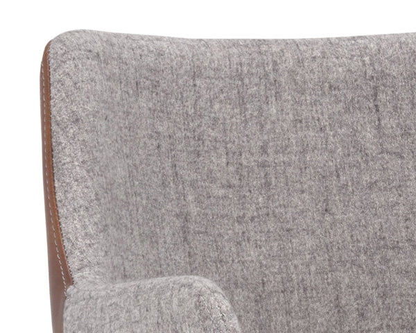 Sunpan GRIFFIN Dining Armchair - Elegant Two-Tone November Grey & Bravo Cognac for Modern Spaces 105083