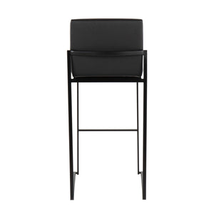 English Elm Fuji High Back Barstool Set Of 2 In Black Steel & Faux Leather - Stylish Comfort For Modern Spaces B202P222181