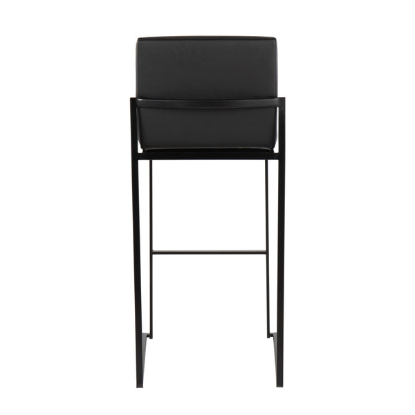 English Elm Fuji High Back Barstool Set Of 2 In Black Steel & Faux Leather - Stylish Comfort For Modern Spaces B202P222181