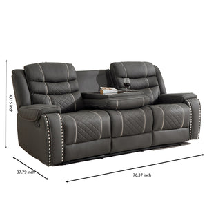 English Elm Recliner Sofa Set Microfiber Club Style with Nail Head Trim for Living Room Theater W3900S00006
