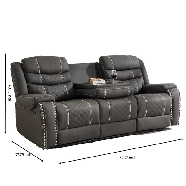 English Elm Recliner Sofa Set Microfiber Club Style with Nail Head Trim for Living Room Theater W3900S00006