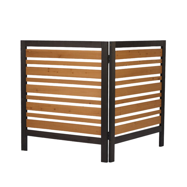 English Elm 2-panel Outdoor Wood Privacy Screen Slatted Fence for Ac Units and Patio Areas W2640P290610
