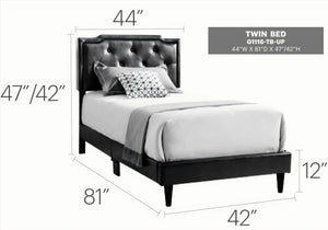 English Elm Elegant Twin Bed with Sturdy PU Frame, Cappuccino Finish, Easy Assembly, Compact 47"H x 42"W x 81"D Beige 5.5 L x 22.5 W x 45 H B078112123