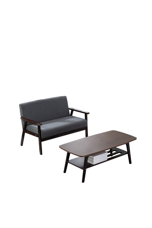 English Elm Bari Mid-century Modern Loveseat and Coffee Table Set with Solid Wood Frame B2749S00337