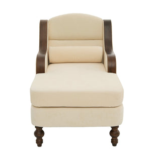 English Elm UNITED Oversized Chaise Lounge Sofa Bed with Solid Wood Arms, High-Resilience Foam, 800lb Capacity and Storage Pockets Beige W1568S00212