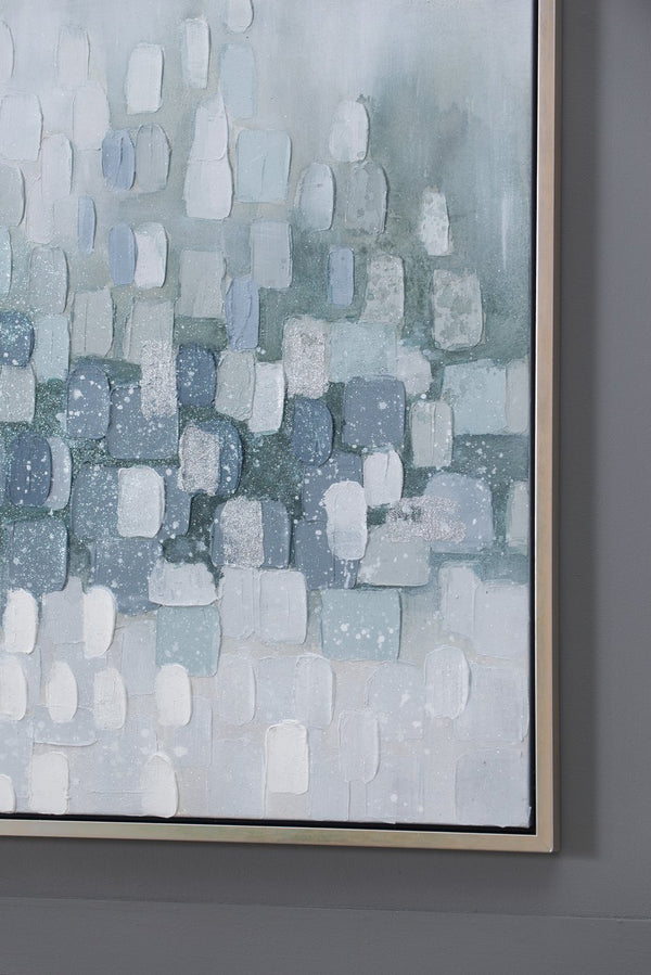 English Elm 47.2X35.4X1.5" Elegant Gray And Silver Abstract Landscape Oil Painting In Framed Modern Style W2078P313334