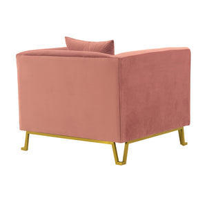 English Elm Wynnora Blush Fabric Upholstered Accent Chair with Plush Cushions, Brushed Gold Legs, Stable Metal Base B2736P354353