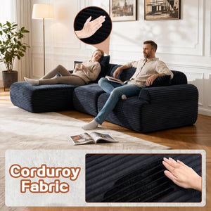 English Elm 105'' Modular Sectional with Washable Woven Cover Convertible L-shape Living Room Sofa W3565S00017