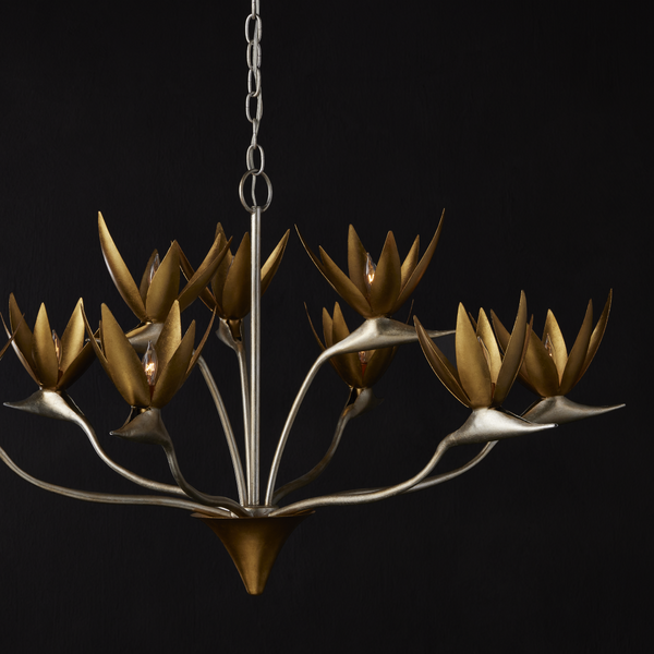 Paradiso Nature-Inspired Gold & Silver Chandelier – Adjustable, Elegant Design for Modern Spaces