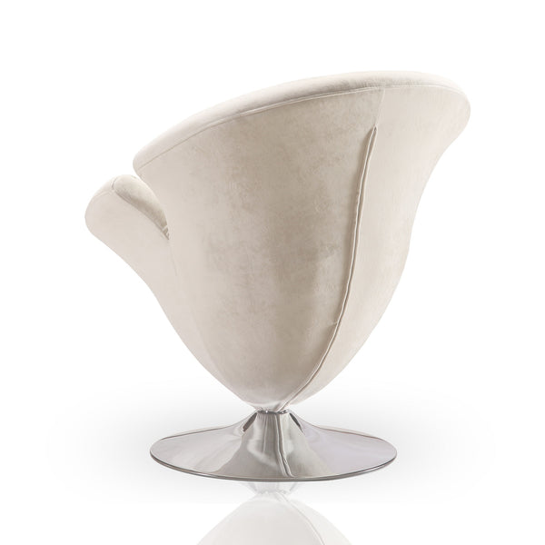 English Elm Tulip Velvet Swivel Lounge Chair with Polished Chrome Base, 360° Rotation, Plush Velvet Comfort White B365P398005