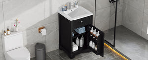 English Elm 20" Modern Bathroom Vanity With Soft-Close Door, Adjustable Shelf, Ceramic Sink, Compact Storage Solution N725P351848B
