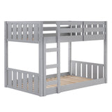 Twin Over Twin Solid Wood Slat Bunk Bed Grey BWTOTSLTGY Walker Edison