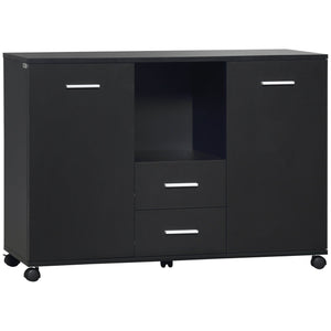 English Elm Vinsetto Mobile Office Filing Cabinet with 2 Drawers, 2 Shelves, Locking Casters & Smooth Top — Durable P2 Particleboard Organizer W2225P229553