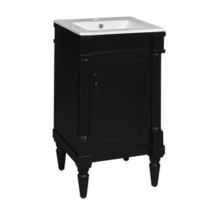 English Elm 18-Inch Modern Bathroom Vanity with Sink Compact Retro Design Durable MDF & Solid Wood Legs Storage-Friendly Black N710P257401B