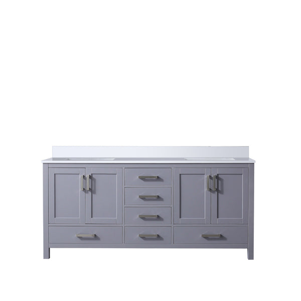English Elm Dark Grey Double Bath Vanity 72" W X 22" D With Cultured Marble Top & Soft-Close Storage Solutions B2731P259104