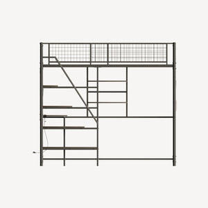 English Elm Black Metal Loft Bed with Built-in Desk Rgb Led Lighting and Charging Station Black W1671S00006