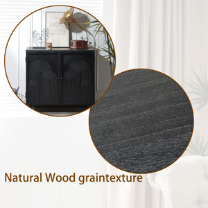 English Elm Modern Black Wood Storage Cabinet - 31In Accent Piece With Embossed Door For Stylish Organization W2729P239176
