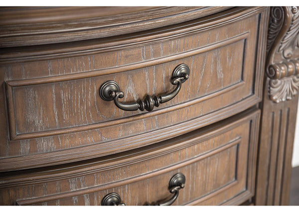 English Elm Transitional Elegant Five-Drawer Chest with Antique Hardware and Deep Storage for Clutter-Free Bedroom Oak 44 L x 23 W x 58 H B2741P380215