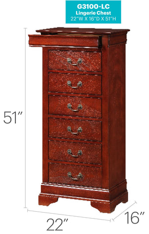 English Elm Elegant Cherry Traditional Lingerie Chest – 51"H x 22"W x 16"D Spacious Drawers, Durable Cherry Finish for Sophisticated Storage B078108156
