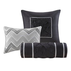 English Elm 7-piece King Tufted Pleated Comforter Set with Shams Bed Skirt Decorative Pillows B035P463170