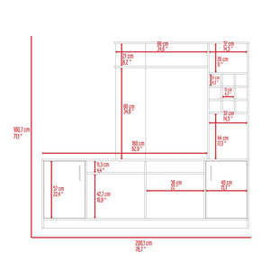 English Elm Entertainment Center Black for TVs up to 78", Double-Door Storage, Six Shelves, Engineered Wood, FSC Certified B097S00091