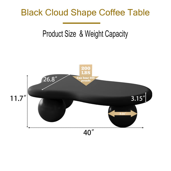 English Elm 40 Inch Cloud Shaped Coffee Table With Stylish Ball Legs – Modern, Family-Friendly, Easy Assembly! W1435S00011