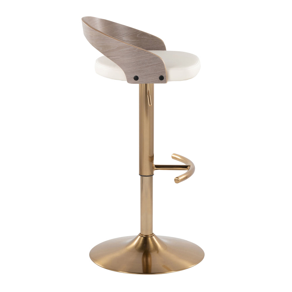 English Elm Adjustable Swivel Barstools Set of 3 Chrome Base Natural Wood Green Fabric Seat B202S02020