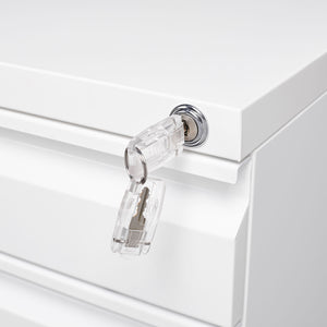 English Elm 3-drawer Rolling Steel File Cabinet Fully Assembled with Lock and Pen Tray for Office White T3625P495644