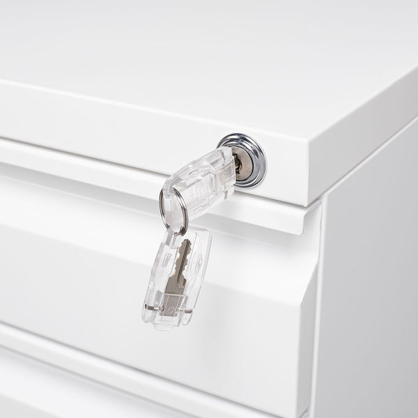 English Elm 3-drawer Rolling Steel File Cabinet Fully Assembled with Lock and Pen Tray for Office White T3625P495644