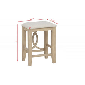 English Elm 3-piece Cottage Cafe Counter Set with Scroll Supports Cushioned Stools and Usb Charging Natural B011P496730