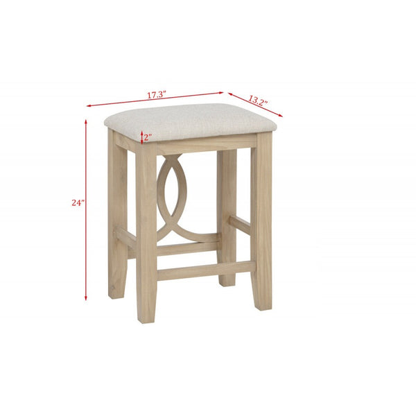 English Elm 3-piece Cottage Cafe Counter Set with Scroll Supports Cushioned Stools and Usb Charging Natural B011P496730