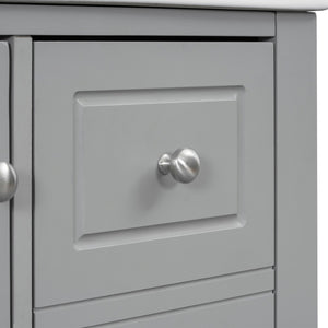English Elm Christopher Knight Home® - 30" Freestanding Bathroom Vanity with Ceramic Sink, Soft-Close Door, Gold Knobs & 3 Drawers, Durable Painted Finish Grey N759P225994E
