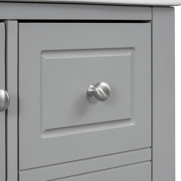 English Elm Christopher Knight Home® - 30" Freestanding Bathroom Vanity with Ceramic Sink, Soft-Close Door, Gold Knobs & 3 Drawers, Durable Painted Finish Grey N759P225994E
