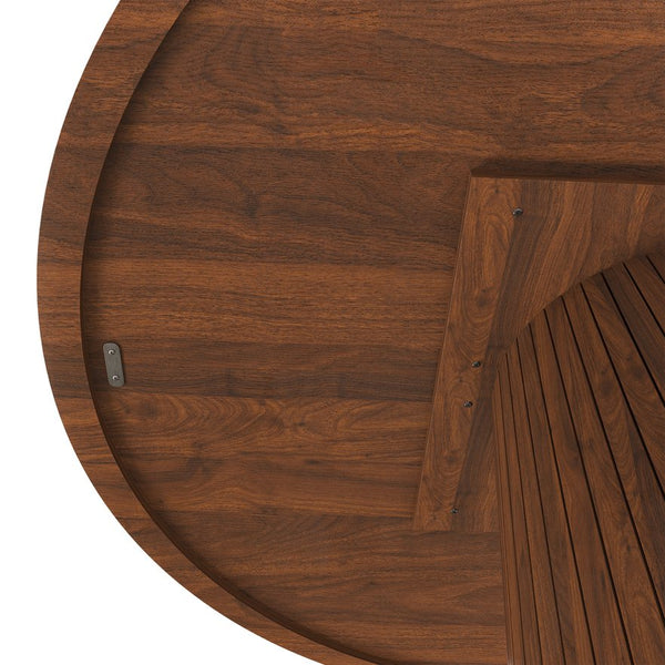 English Elm 47 Inch Round Marble Veneer Mdf Dining Table Seats Four with Slim Wood Strip Base Walnut W2700P404637