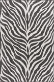 Unique Loom Outdoor Safari Tsavo Machine Made Animal Print Rug White, Black 5' 3" x 8' 0"