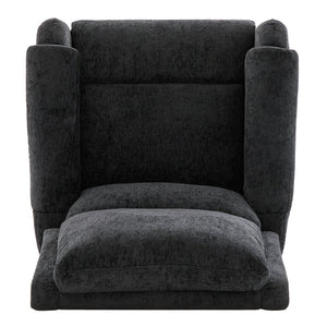 English Elm Manual Recliner Swivel Rocker Massage Chair Chenille Nursery and Living Room Seat Black N763P347287B