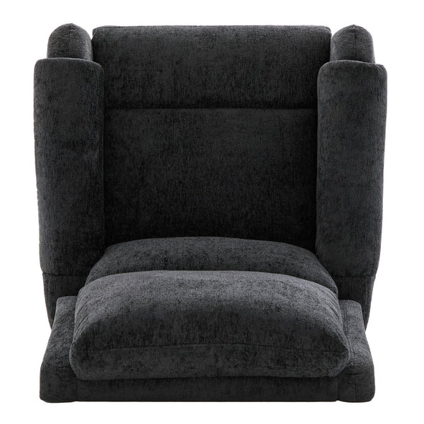 English Elm Manual Recliner Swivel Rocker Massage Chair Chenille Nursery and Living Room Seat Black N763P347287B