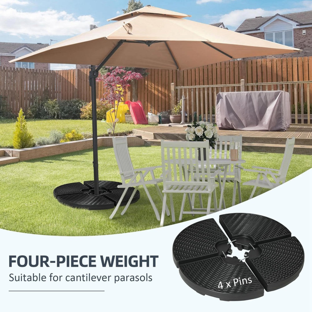 English Elm Outsunny Heavy-Duty Patio Umbrella Base Weights - 4-Piece Set, Fillable, Weather-Resistant Black W2225P174148-GIGA