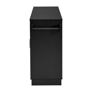 English Elm U_style Contemporary Buffet Cabinet Melamine Mdf Dining Room Storage with Adjustable Shelves Black N711P437643B