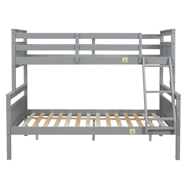 English Elm Twin Twin-over-Full Bunk Bed with Attached Ladder and Full-Length Guardrails for Safe Space-Saving Sleep Gray SM000118AAE-1