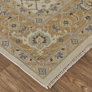 Feizy Rugs Corbitt Persian-inspired Hand Knotted Wool Rug - Elegant Low Pile Design For Timeless Spaces Ivory,Gold Wool Cor0611fivygldf99