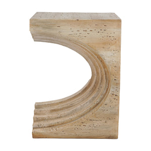 English Elm 16.3x12.2x22.6 Sculptural Arched Side Table Cast Magnesium with Stone Textured Finish W2078P442955