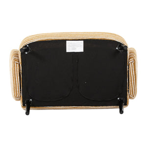 English Elm Modern tufted two-seater sofa with boucle upholstery, tapered legs, storage pockets, cozy compact design Mustard yellow W395P376588