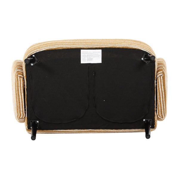 English Elm Modern tufted two-seater sofa with boucle upholstery, tapered legs, storage pockets, cozy compact design Mustard yellow W395P376588