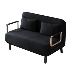 English Elm 39″ Convertible Chair Bed with Adjustable Backrest & Pillow, Steel-Frame Sleeper Chair for Small Spaces Comfortable Multifunctional Lounge Sofa Black W1767P192815