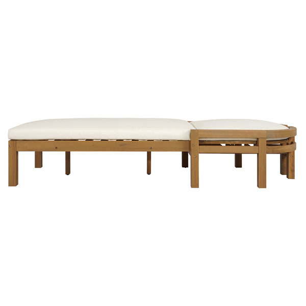 English Elm Trexm Solid Acacia Outdoor Chaise Lounge Arched Recliner for Poolside Patio Deck Light Teak N715P403786D