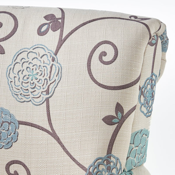 English Elm Jasmine Floral Upholstered Club Chair with Tapered Birch Legs and Tonal Piping Detail 52052.00WBLU