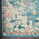 Nourison Passion PSN25 Machine Made Power-loomed Ornamental Border Indoor Only Bohemian Vintage Rug Ivory,Light Blue, Ivory,Light Blue 100% Polypropylene 99446747839