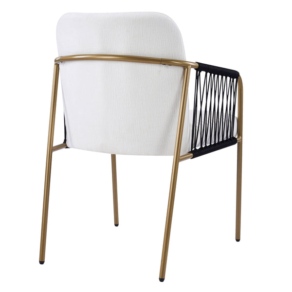English Elm Fabric Upholstered Dining Chairs Glam Set of Two with Gold Accents Iron Frame N768P379517W