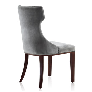 English Elm Reine Wood Upholstered Dining Chair with Solid Beech Frame, Velvet Stitch Detail, 300 lb Capacity Grey B365P397829